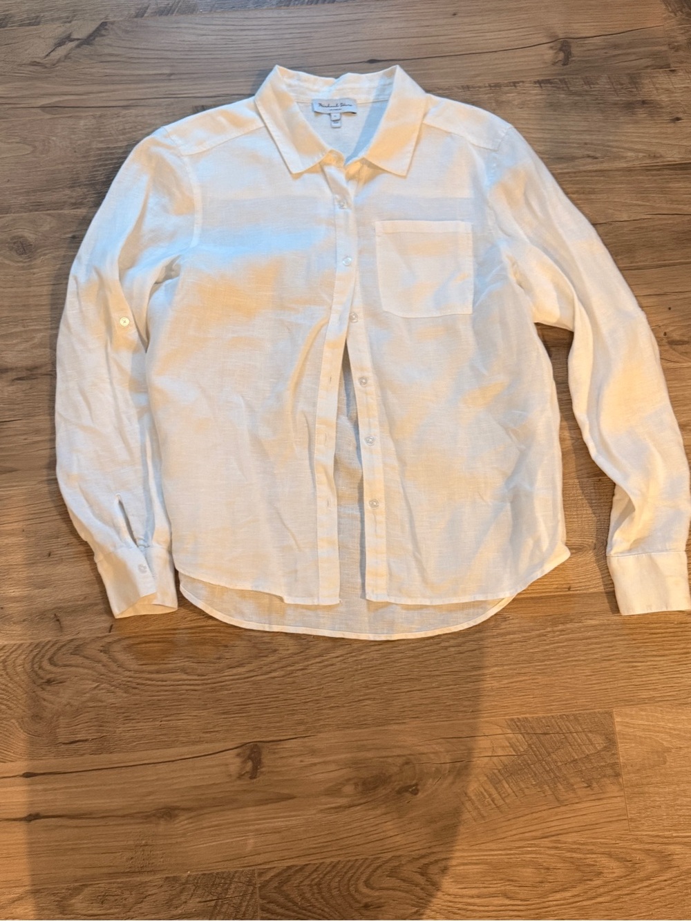 Michael Stars White Linen-Blend Button Down Shirt